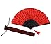 Amajiji Chinese/Japanese Vintage Retro Style Bamboo Wood Silk Folding Hand Fan for women HBSY (23cm) (003)