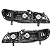 Brock Replacement Driver and Passenger Halogen Headlights Headlamps Compatible with 98-02 Accord 33151-S84-A02 33101-S84-A02