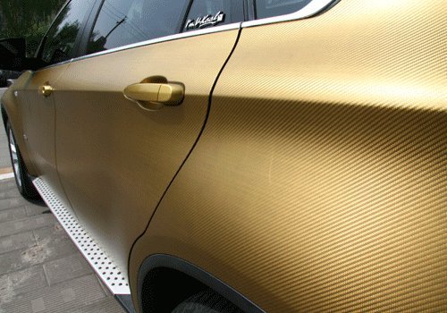 Golden 3D Carbon Fiber Film Twill Weave Vinyl Sheet Roll Wrap (120" X 60", Golden)