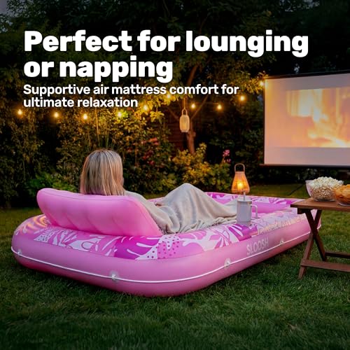 SLOOSH Inflatable Tanning Pool Float, 70"x46" Pool Floats for Adults with Pillow, 4 in 1 Float Tanning Raft, Sunbathing Bed for Sunbathing for Sunbathing for