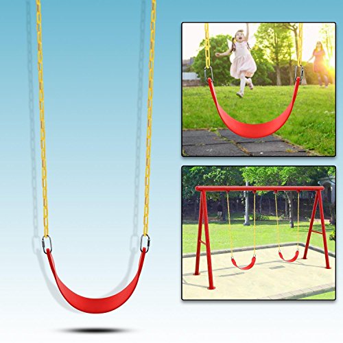 JGS Baby Swing Set Sets-Iron Chain Outdoor Playset-Backyard Playground Equipment(US STOCK) (Red)