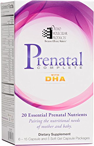 Ortho Molecular - Prenatal Complete with DHA - 30 day supply (6 - 15 capsule and 5 softgel capsule packages)