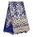 SanVera17 African Lace Net Fabrics Nigerian French Fabric Embroidered and Beading Guipure Cord Lace for Party Wedding (Blue) 5 Yards