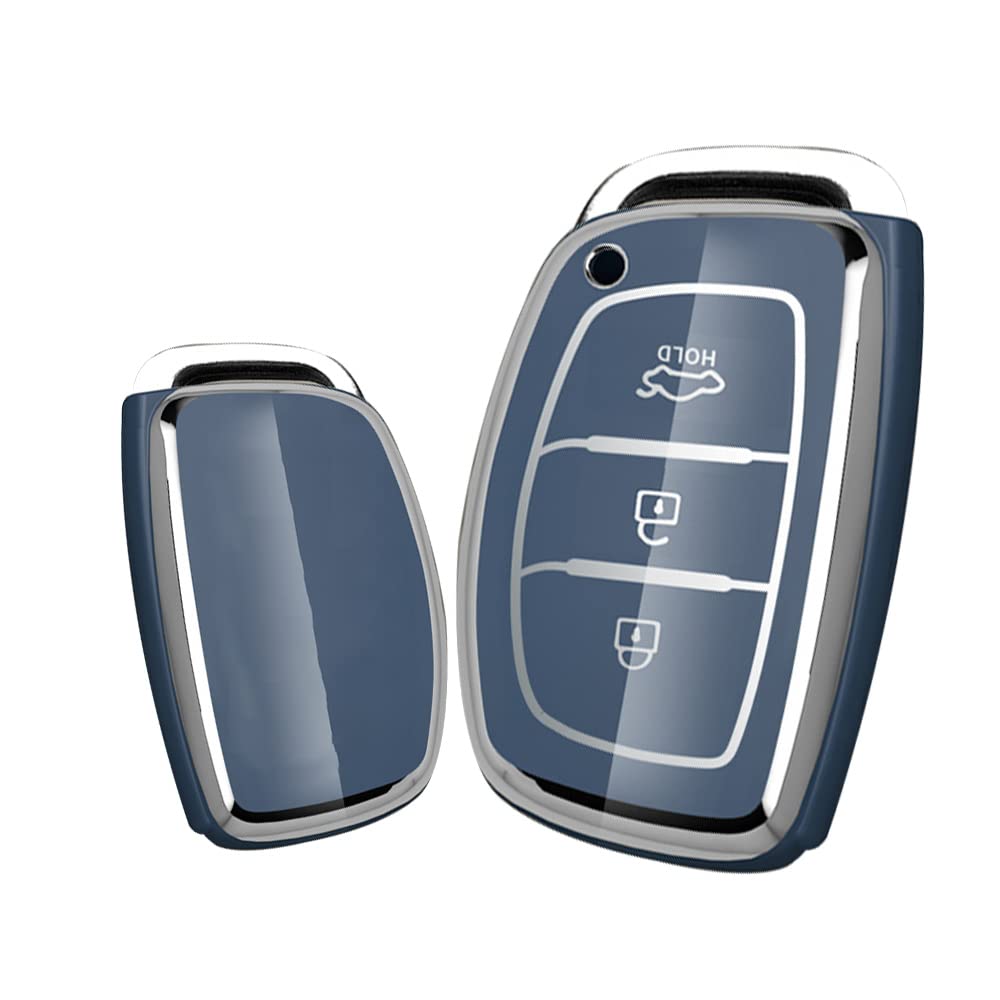 KUNIO Key Fob Cover fit for Hyundai Kona i10 i30 i20 ioniq Hybrid Tucson Santa Fe ix35 Mistra Keyless key fob cover Case Key Cover TPU Car Key Protection Key Cover 3 Buttons B Grey