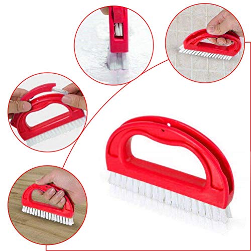 Grout Brush Cleaner, Marble/Bath/Stone Tile Joint Grout Cleaning Scrubber Brush with Handle, Stiff Cleaning Brush for Shower, Bathroom, Floors, Window Track and Kitchen (3 in 1)