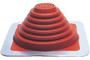 Fasteners Plus #3 Square Silicone Metal Roof Pipe Flashing Boot - Fits 1/4" - 5-3/4" Pipe OD - Red (Made in USA)