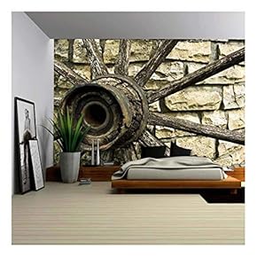 Cartwheel on a Stone Well - Canvas Art Wall Mural Decor - 66"x96"