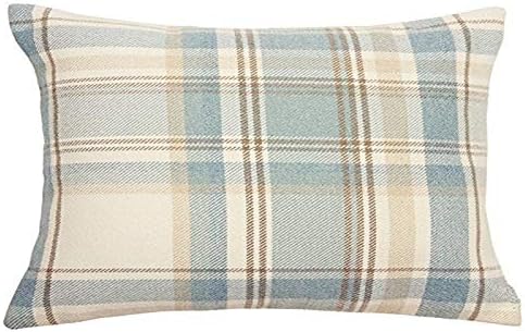 Kissmuyan 16 x 24 Inch Christmas Duck Egg Blue Buffalo Checkers Plaids Linen Square Throw Pillow Cover Decorative Cushion Shams Pillowcase Love Cushion Case for Sofa