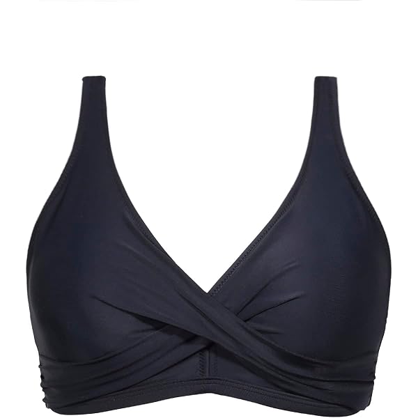 Balasami Haut De Bikini De Soutien Pour Femme Avec Bretelles Spaghetti, Découpe Sur Le Devant, Nœud Noué Sur Le Devant, Haut De Bain Push-up, Noir