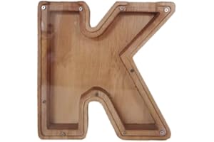 MOONASE Wooden Money Bank Personalized Letters Coin Bank Text Engraved Money Box Wooden Coin Bank ​Gift for Kids Christmas Birthday Gift Home Decoration (K)