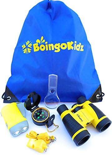 Children's 6-in-1 Outdoor Exploration Kit- Binoculars, Compass, Flashlight, Magnifying Glass, Whistle and Backpack! Great for Backyard, Camping, Hiking, Birdwatching! Educational and Fun!