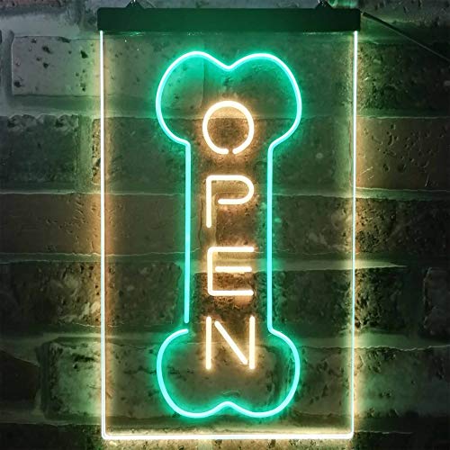 ADVPRO Open Dog Bone Grooming Pet Shop Display Dual Color LED Neon Sign Green & Yellow 12" x 16" st6s34-i2494-gy