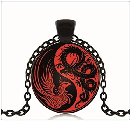 1pcs/lot The Best Yin Yang Dragon And Phoenix Logo Pendant Necklace Tai Ji Vintage Chain Choker Statement Necklace Jewelry Gifts