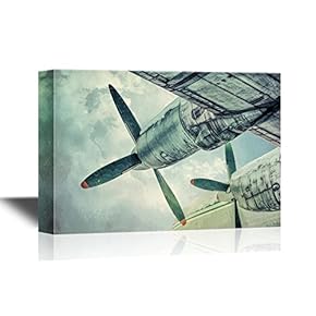 Canvas Wall Art - Old Wing Aircraft with Propellers in The Sky - Gallery Wrap Modern Home Art | Ready to Hang - 12x18 inches