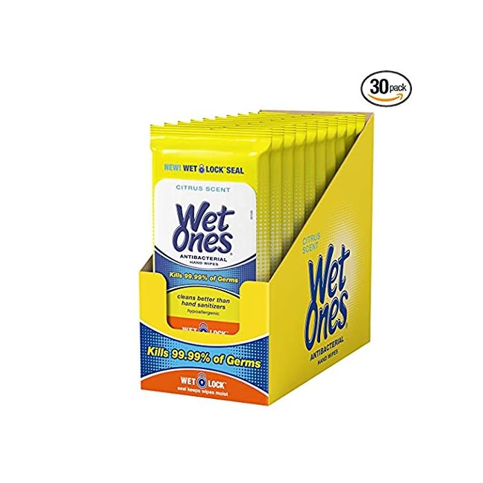 Wet Ones Antibacterial Hand Wipes, Fresh Scent, 20 Count (Pack of 10), Packaging May Vary
