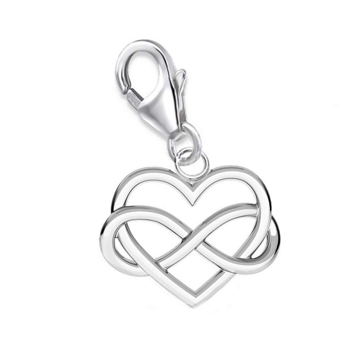 Goldene Hufeisen Infinity Heart Charm 925 Sterling Silver Pendant for Women Girls Gift Idea, Sterling Silver, No Gemstone