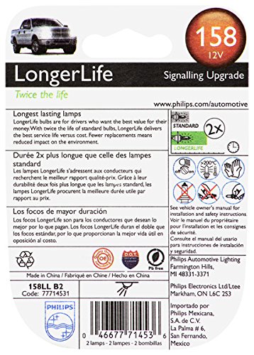 Philips 158 LongerLife Miniature Bulb, 2 Pack