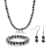 Black Cultured Freshwater Pearl Necklace Bracelet Earrings Set 18