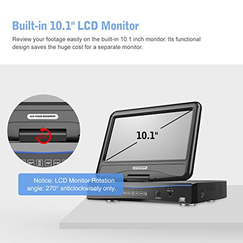 SANNCE 4CH 1080N CCTV DVR Recorder 1TB Hard Drive and 2pcs Surveillance Dome Camera with Night Vision, Built-in 10 inch LCD Monitor, Email Alarm, Motion Detect, Phone Access
