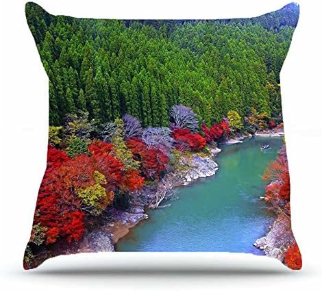 Jshcsj Throw Pillowcase 18 x 18 Inches Cotton Pillow Cover Case with Hidden Zipper Decor Cushion Covers - Landscapes Oi river forest Arashiyama Kyotom japan For Outdoor