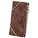 Jastore Women's Long Leather Wallet Button Clutch Purse Card Holder Case (Brown)