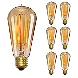 Vintage Light Bulb, Elfeland Antique Incandescent Edison Bulb 60w Squirrel Cage Filament Retro Light Bulb ST58 Dimmable E26/E27 Medium Base (6 Pack)