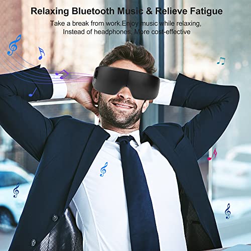 Kyltoor Eye Massager with Heat, Smart Eye Massager for Migraines with Bluetooth Music Foldable Heated Eye Massager 6 Modes for Dry Eyes Migraines Dark Circles Puffiness Improve Sleep