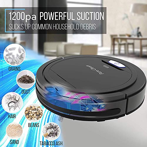 PURE CLEAN Vacuum Cleaner-Robotic Auto Home Clean Carpet Hardwood Floor-Bot Self Detects Stairs-Air Filter Pet Hair Allergies Friendly-PUCRC26B.9 (Renewed)