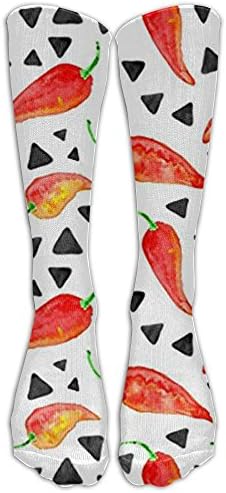 Chili Peppers With Triangles Athletic Tube Stockings Women's Men's Classics Stockings Socks Sport Long Sock One Size