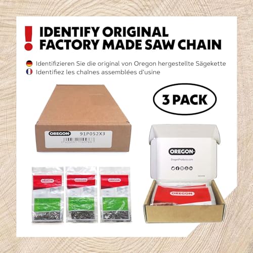 Oregon S62x3 3-Pack AdvanceCut Chainsaw Chains for 18-Inch Bar - 62 Drive Links – Low-Kickback, Fits Husqvarna, Echo, Poulan, Craftsman and more