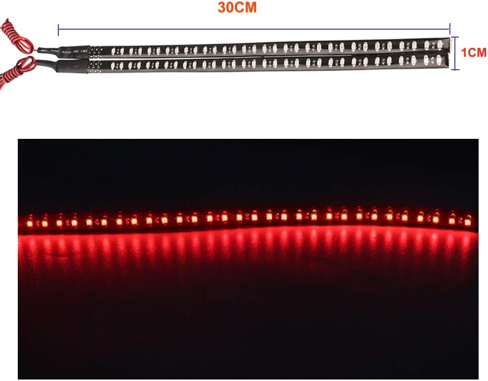 EverBright 4-Pack Red Led Strip Lights for Cars, 30CM 1210 32SMD Waterproof Flowing Neon Lights for Car Truck Motorcycles Golf Cart Decoration Led Interior Exterior with 3M Tape, DC-12V: Automotive
