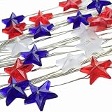 ADAINA 2 Pack Star Shaped,Red White and Blue,American Flag,Battery Operated Indoor String Lights,USA 4th for July Fairy Lighting,Christmas Day,Home Patriotic,Memorial Day Decor(2M 20 LEDs)