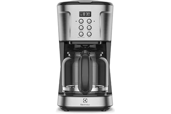 Cafeteira Elétrica Electrolux inox filtro permanente removivel capacidade 1,5L 38 xicaras função timer painel digital desliga