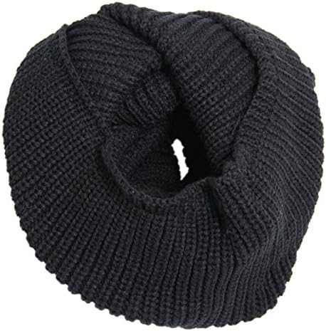 Aivtalk Thick and Chunky Extremely Warm Hand Knit Infinity Loop Scarf - Black