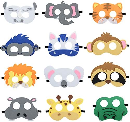 Epaynetwork Halloween Christmas Party Mask - 12 Pcs Animal Felt Masks Wild Animal Theme Birthday Party Masks Kids Costumes Dress-Up Party Supplies
