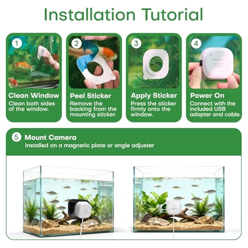 HomiQ 3MP 2K Aquarium & Terrarium Pet Camera.Magnetic Install &Close-Focus Lens for Fish,Lizard, Reptile Pet and Window Bird Feeder,2.4GHz & 5GHz WiFi,Color Night Vision,Auto-focus,24/7 Recording