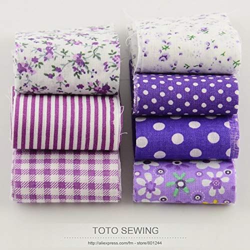 High Five Store F028# New Arrivals Purple Sets 100% Cotton Fabric 7pcs/lot 5cm x100cm Quilting Patchwork Jelly roll Fabric Strips Handmade Crafts