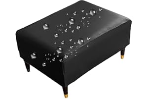 Waterproof PU Leather Ottoman Cover - Square and Rectangle, Universal Footrest Sofa Slipcovers Stool Cover Footstool Protecto