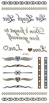 Temporary Flash Tattoos, GOLD - SILBER Schmuck Tattoos, Ringe LOVE Kette 15 tlg. M-T013