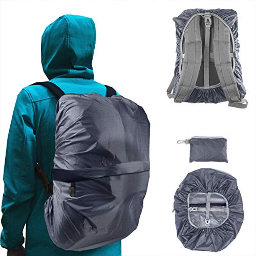 image for Frelaxy Waterproof Backpack Rain Cover with Zipper (Gray, L)