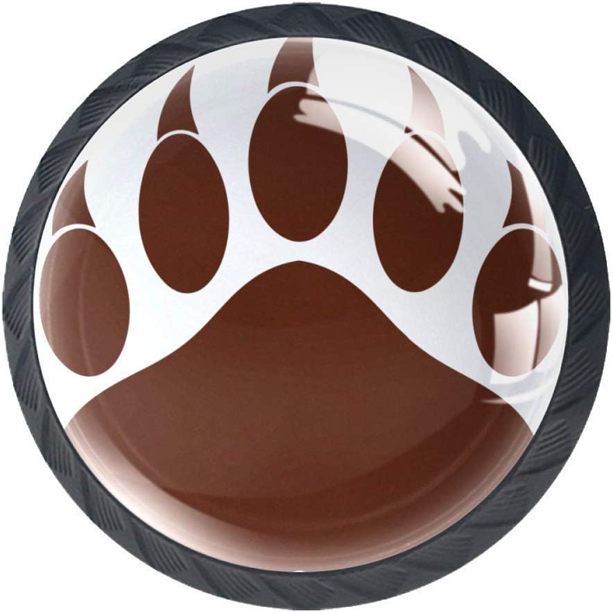 Brown Bear Paw with Claws Round Knobs for Drawer Dresser 35mm Knobs 4 Pieces with Screws
