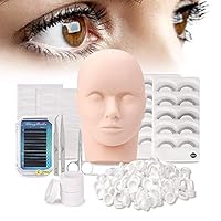 11Pcs False Eyelashes Extension Practice Exercise Set, Professional Flat Mannequin Head Lip Makeup Eyelash Grafting Training Tool Kit for Makeup Practice Eye Lashes Graft