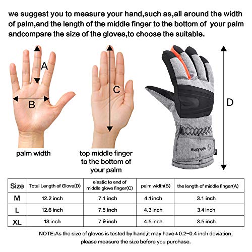 Walsking Ski Gloves Waterproof Breathable Snowboard Gloves,3M Thinsulate Winter Warm Snowmobile Cold Weather Gloves for Men - Thumbnail 6