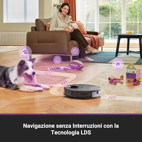 E20 Evo Plus Robot Aspirapolvere e Lavapavimenti, 10.000Pa, Anti-Groviglio, 180min Autonomia, Mappatura LDS, Base Senza Sacchetto, Controllo Vocale