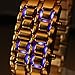 Soleasy@ 8-LED Blue Light Digit Stainless Steel Bracelet Wrist Watch Gold WTH0353
