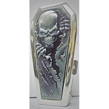 Amazon.com: Black Color Metal Cigarette Case Holder Box Skull Design ...