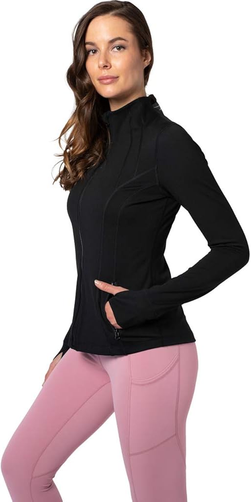 Yogalicious Womens Ultra Soft Lightweight Full Zip Yoga Jacket with Zipper Pockets at  Women’s Clothing store