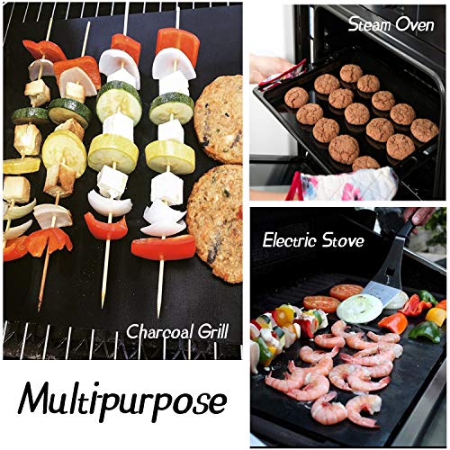 YRYM HT Grill Mat 6 Set BBQ Grill Mats 100 Non Stick Black Grill
