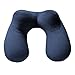 FMAB, Inflatable Pillow for Head and Neck, Washable Portable Air Travel Set with Ear Plugs, Eye Mask and Drawstring Bag, Larger, Blue
