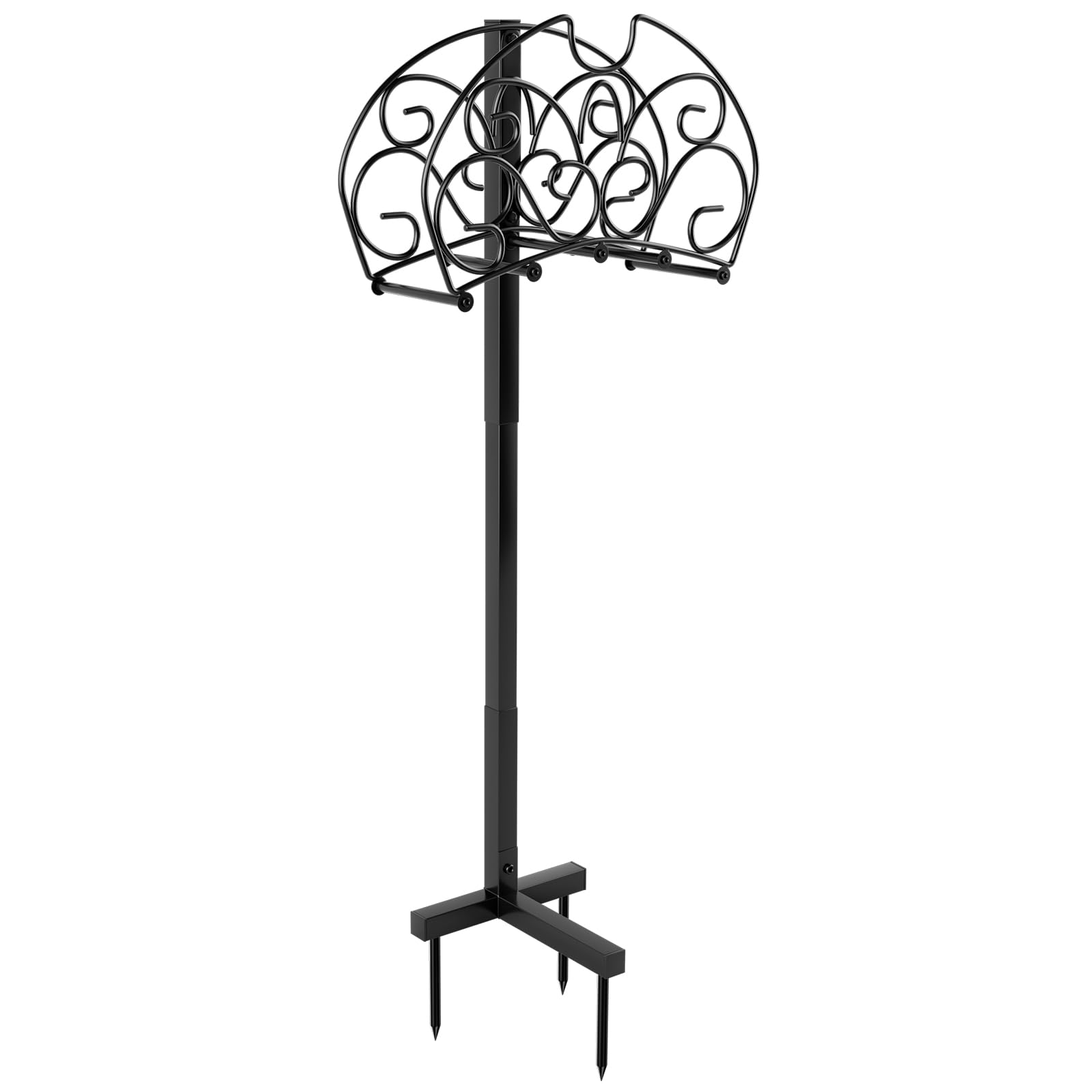 COSTWAY Garden Hose Holder, Freestanding Water Hose Stand Rack Detachable Metal Hose Pipe Holder, Heavy Duty Garden Hose Organizer Storage for Outdoor Yard Garden Lawn